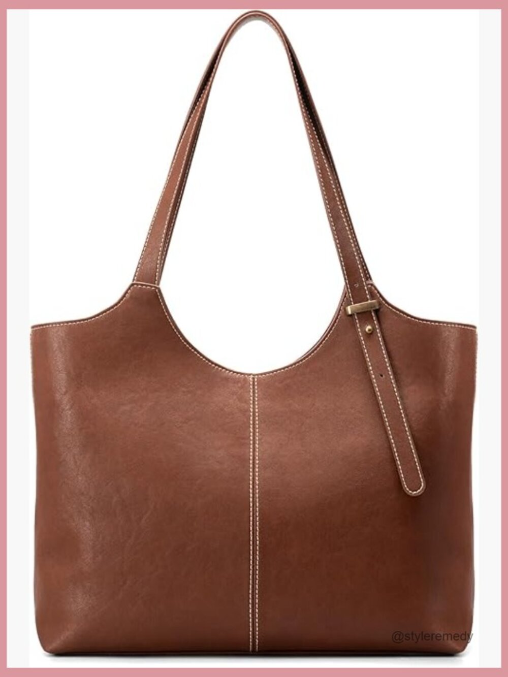Genuine Leather Tote Bag Shoulder Satchel with Adjustable Strap